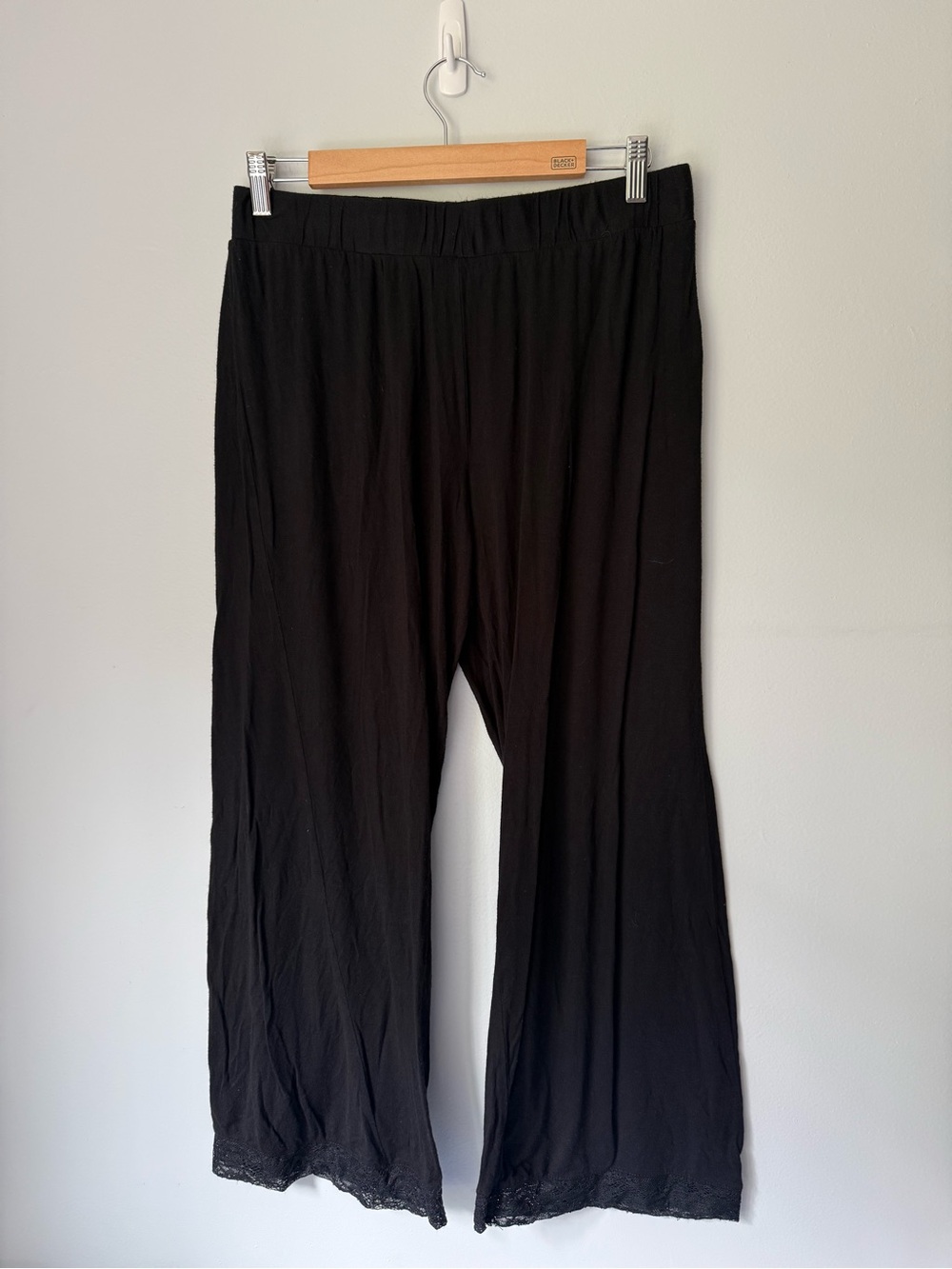 Black Pajama Pants with Lace Trim